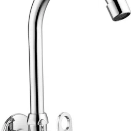 SmartBuy Stainless Steel OREO Collection Sink Cock/Sink Faucet With Swivel Spout - Flxo Play (with 360 Degree Revolving Hose & Single Flow Pattern) Hot/Cold Water Tap With Wall Flange Chrome Plated, Brass Disc, Pack Of 1 Bib Tap Faucet-image-4