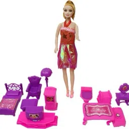 Doll House Set For Kid's Dollhouse Bed Room Light Wardrobe Table Chair-image-29