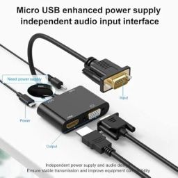 RuhZa VGA to HDMI VGA Splitter Converter Wired Ethernet Lan Adapter compatible with Windows image 2