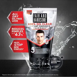 smart and handsome FAIR AND HANDSOME Set Of 2 Instant Radiance Oil Clear Facewash To Reduce Pimples-150g Each image 4