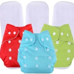 Pack Of 3 Reusable Cloth Diapers Washable, Adjustable Size with Insert Pads-image-1