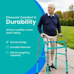 tryfit Eco Walker Lightweight Foldable Walker with Adjustable Height Anti-Skid Grip Walking Stick image 4