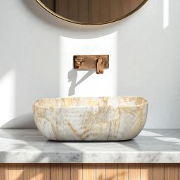 Premium Designer Ceramic Washbasin With Waste Coupling & Pipe Set ) (18x13x5)(M-1099) Table Top Basin-image-90