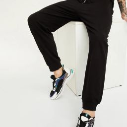 Men Solid Black Track Pants-image-5