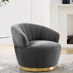 Aile Fabric Low Back Lounge Chair In Velvet Pitch Grey Colour-image-53