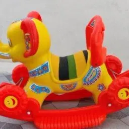 smiley bell BABY PLASTIC musical elephant WITH ROCKING FUNCTION AND RUNNING RIDEO ON WITH AMAZING COLOR FOR YOUR KIDS First Class Rocking Plastic musical elephant With 4 Wheels For Cycle The musical elephant 2 In 1 Function Rocking And Cycling For Your Kids Car Battery Operated Ride On (Yellow) Tricycle image 2