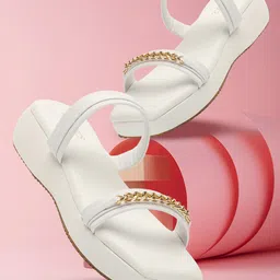 ICONICS Embellished Double Strap Flatform Heels-3