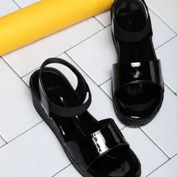 FABBMATE Textured Open Toe Flatform Heels-14