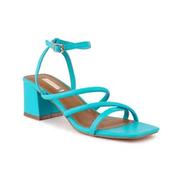 London Rag Blue PU Party Block Sandals with Buckles-image-75