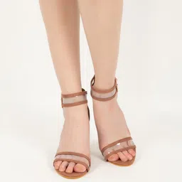 STYLZINDIA Open Toe Suede Block Heels-39