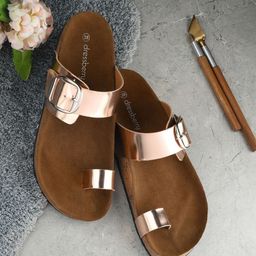 DressBerry Copper-Toned Textured One Toe Flats-38