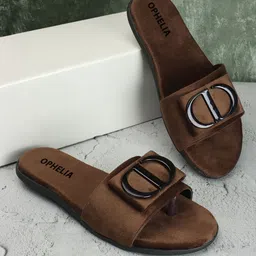 OPHELIA Embellished Detail Open Toe Flats-56