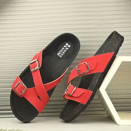 HERE&NOW Women Printed Open Toe Flats with Buckles-6