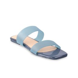 Metro Women Blue Colourblocked Open Toe Flats with Buckles-37