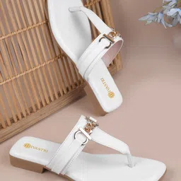 DIVASTRI Women Printed Ethnic Open Toe Flats with Buckles-image-99