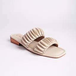 CAI Women Striped Party Open Toe Flats with Buckles-28