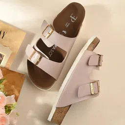 El Paso Women Open Toe Flats with Buckles-16