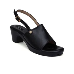 Sherrif Shoes PU Block Mules with Buckles image 2