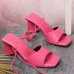 DressBerry Pink Open Toe Block Heel Gladiators-8