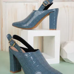 ELLE Textured Block Heel Mules-12
