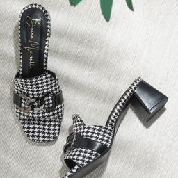 Bruno Manetti Printed PU Party Block Peep Toes with Buckles-21