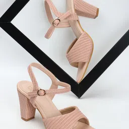 Carlton London Textured Party Block Peep Toes with Buckles-17