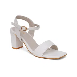 FABBHUE Textured Open Toe Block Heels image 2