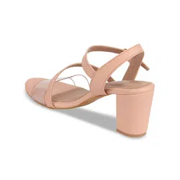 ICONICS Peach-Coloured Block Pumps with Buckles image 4