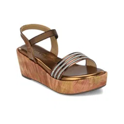 CLOG LONDON Striped Open Toe Wedges With Backstrap image 5