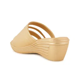 Anouk Gold-Toned Embellished Open Toe Wedge Heels image 2
