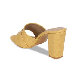 ICONICS Yellow Block Mules with Buckles image 3