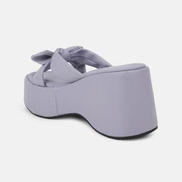 EVERLY Cross Strap Bow Detail Open Toe Wedges image 3