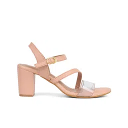 ICONICS Peach-Coloured Block Pumps with Buckles image 5