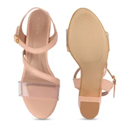 ICONICS Peach-Coloured Block Pumps with Buckles image 2