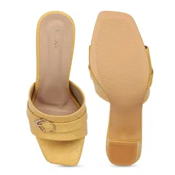 ICONICS Yellow Block Mules with Buckles image 2