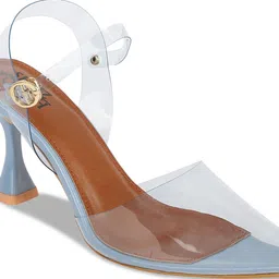 SHUZ TOUCH Transparent Straps Block Peep Toe image 5