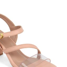 ICONICS Peach-Coloured Block Pumps with Buckles image 3