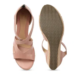 ICONICS Strappy Open Toe Wedges With Zip Closure image 3
