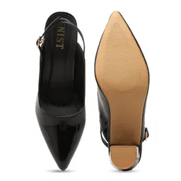 GNIST Textured Pointed Toe Block Heeled Pumps image 2