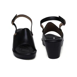 Sherrif Shoes PU Block Mules with Buckles image 5