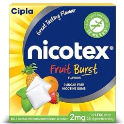 Nicotex Nicotine Sugar Free Fruit Burst Gums 2mg | 9 Gums Each Pack | Smoking Cessations-34