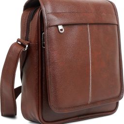 Brown Men Sling Bag PU Leather Casual Travel Sling Bag for Men-image-126