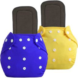 Washable Reusable 2 Cotton Cloth Diaper And 2 Wet Free Insert Pads For Baby-image-0