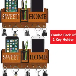 Sweet Home Key Holder For Wall Decor With Storage Box, Pack Of 2 Wood Key Holder-image-33
