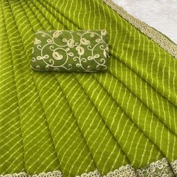 Printed Bandhani Georgette Saree-image-4