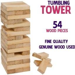 Wood Blocks Building Bricks Stacking Classic Traditional Toppling Tumbling Tower-image-95