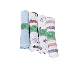 Moms Home Kids Set Of 4 Printed Organic Cotton Muslin Swaddles-51