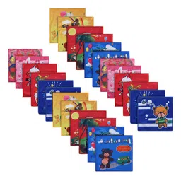 Kuber Industries Kids Pink & Red 24 Pieces Cotton Face Towels-19