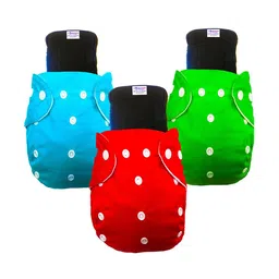 Babymoon Kids Pack Of 3 Washable Adjustable Reusable Cloth Diapers With 3 Inserts-23