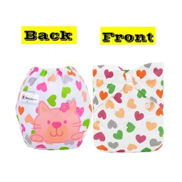 Babymoon Printed Washable Adjustable Reusable Cloth Diaper with 1 Insert - White image 3
